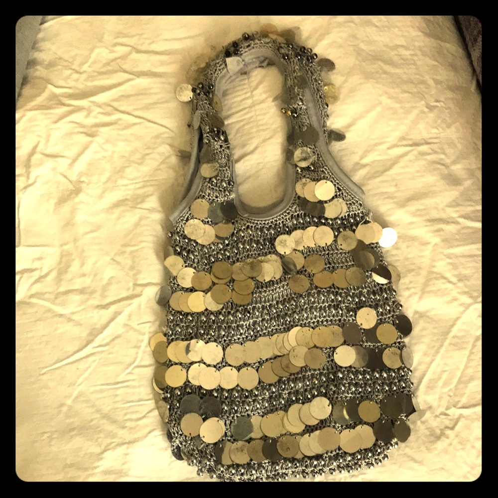 Grey Small Purse Low Beaded Sparkle Purse/Bag